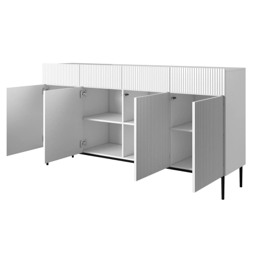 Komoda z szufladami Nicole 200 cm - biały mat / czarne nóżki